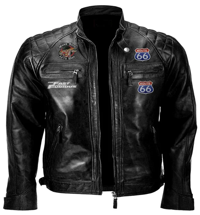 Mens Biker Leather Jacket Vintage Genuine Leather