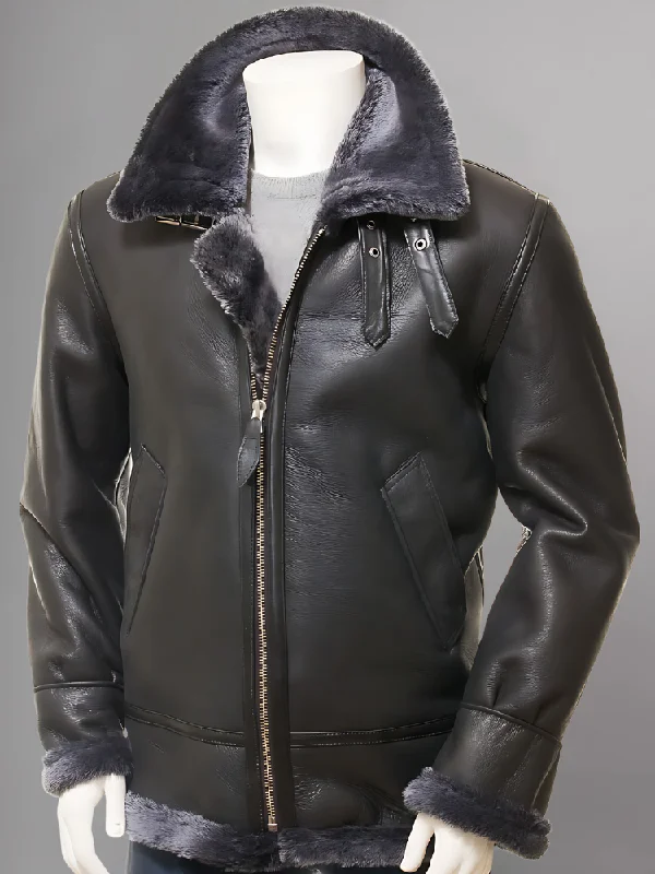 Winter Mens Leather Jacket Outwear Sheepskin Motorcycle Warm