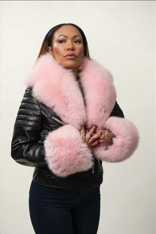 Women's Jay Biker Full Fox Fur [Baby Pink Fox]