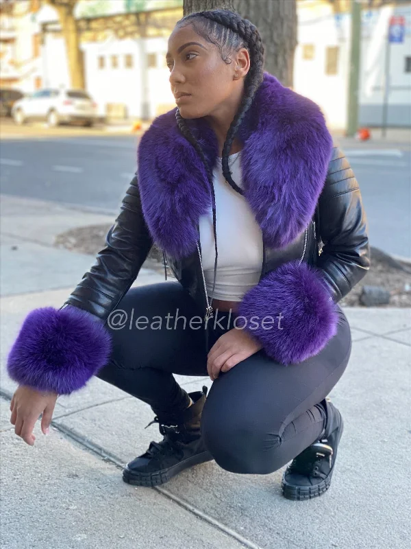 Women's Jay Biker Purple Full Fox Fur [Purple Fox]