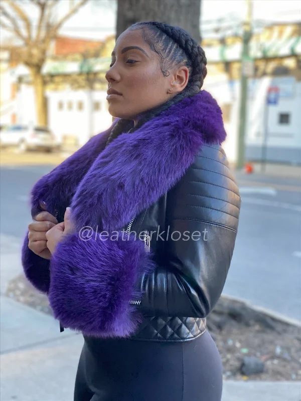 Women's Jay Biker Purple Full Fox Fur [Purple Fox]