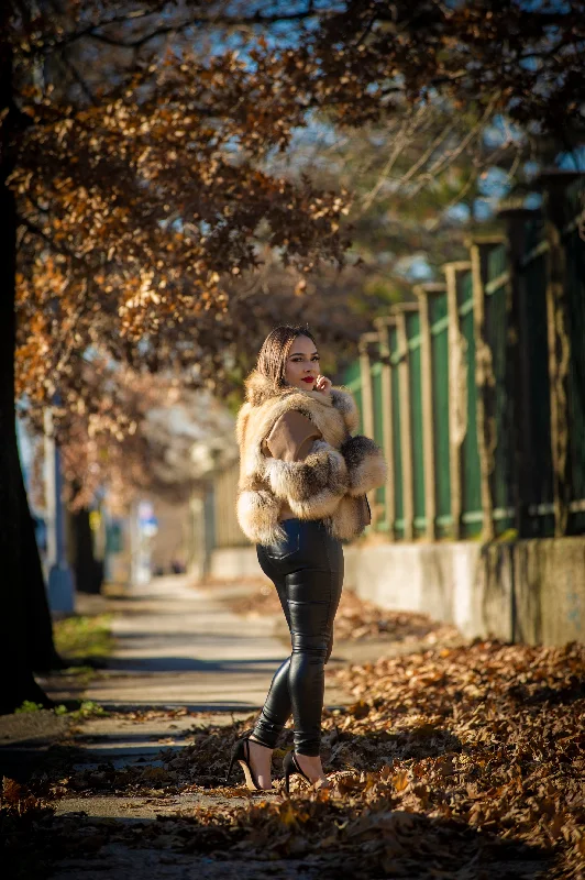 Women's Leather And Fox Combo [Tan/Gold]