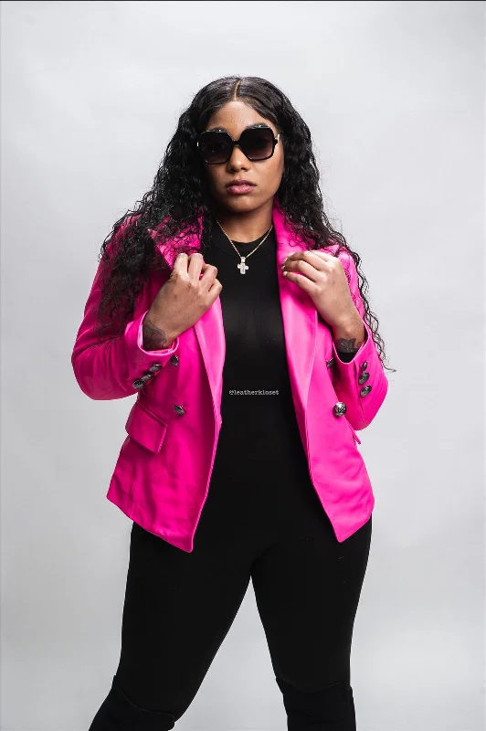 Women's Martina Leather Blazer [Pink]