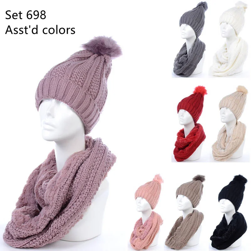 12-sets Of Wholesale Winter Knit Hat & Scarf Set# 698