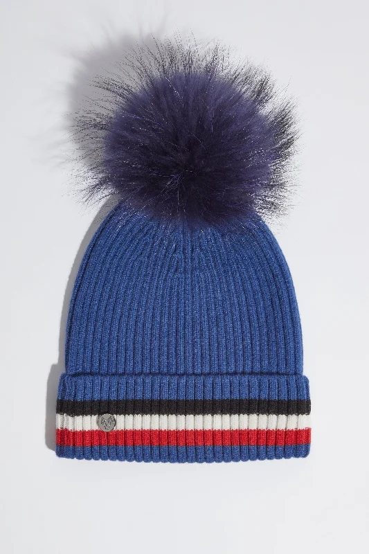 Aston Merino Wool Pom Pom Hat - Blue