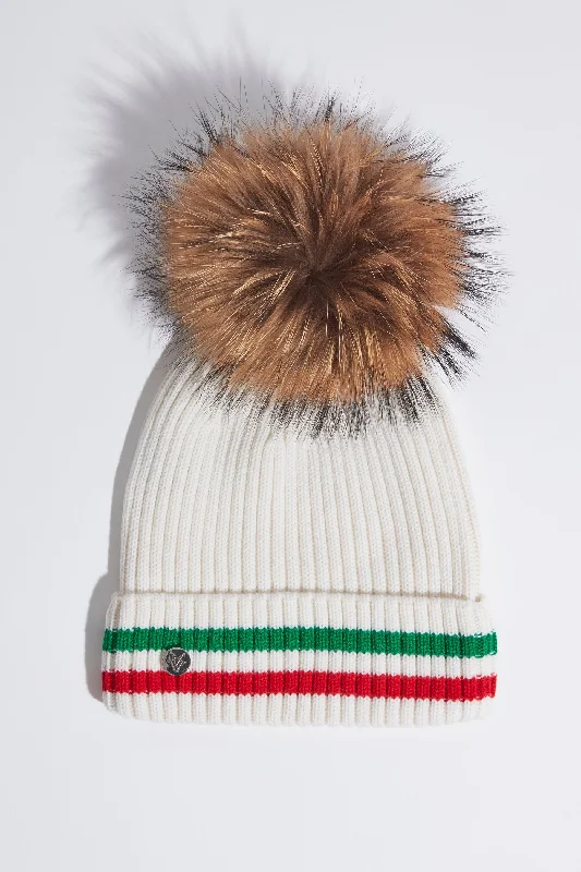 Aston Merino Wool Pom Pom Hat - Ecru