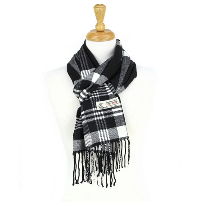 Black/white Stripes Plaid Cashmere Feel Scarf 12-pack, CM16-5