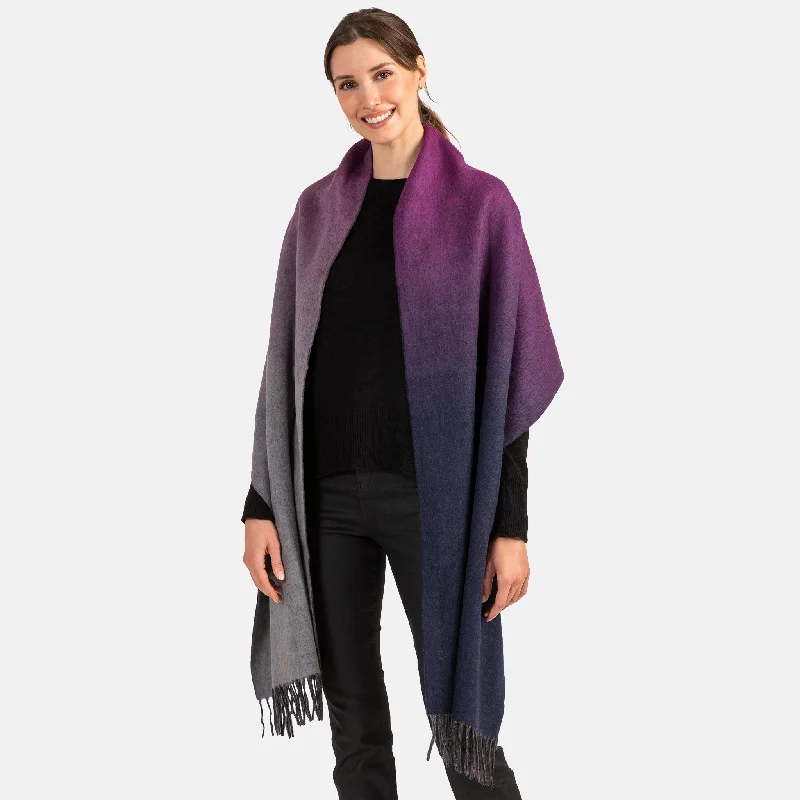 Cashmere Blend Double Face Ombre Wrap