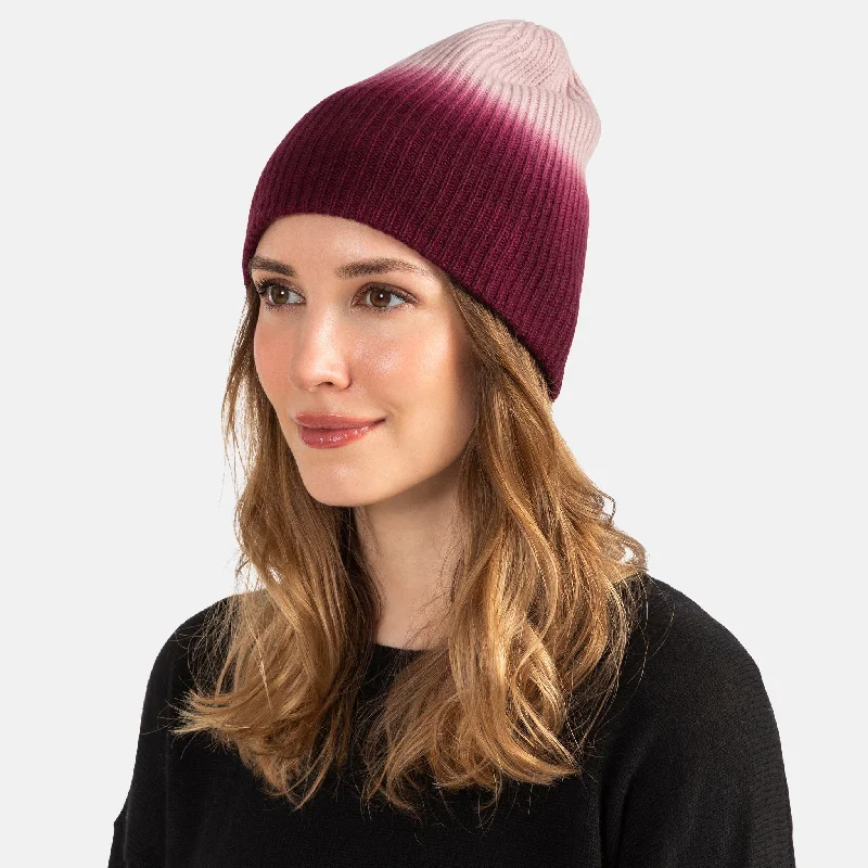 Cashmere Double Layer Dip Dye Knit Hat