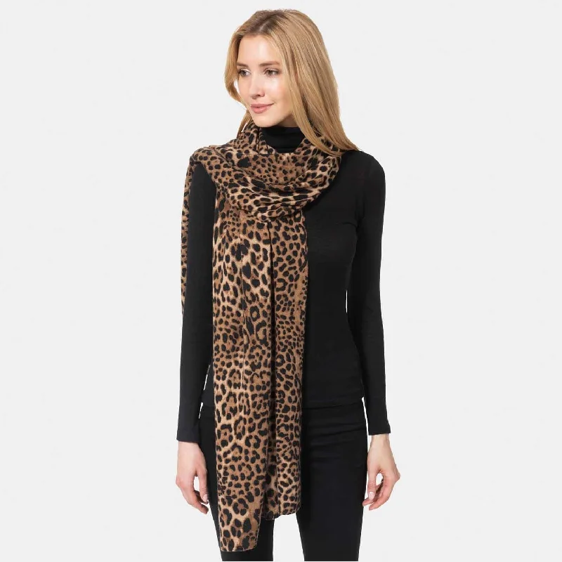 Cashmere Jersey Cheetah Print Scarf