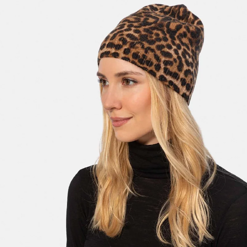 Cashmere Leopard Print Beanie