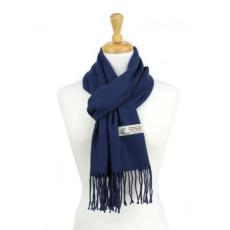 Solid Color Cashmere Feel Scarf 12-pack Navy CM19-2