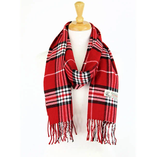 Plaid Cashmere Feel Scarf 12-pack Red CM07-1