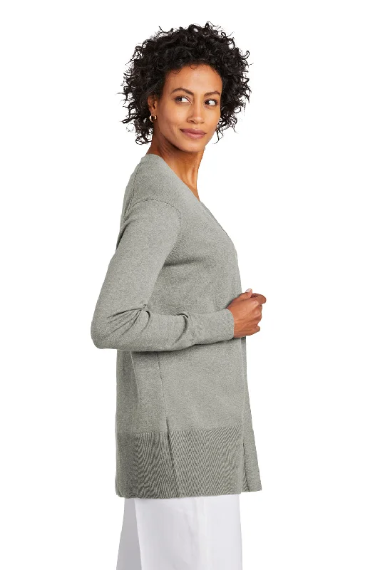 Brooks Brothers Womens Long Sleeve Cardigan Sweater - Heather Light Shadow Grey