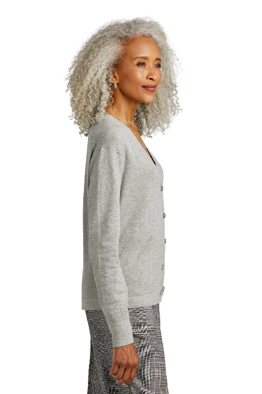 Brooks Brothers Womens Long Sleeve Cardigan Sweater - Heather Light Shadow Grey