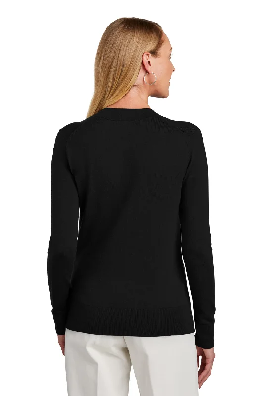 Brooks Brothers Womens Long Sleeve V-Neck Sweater - Deep Black