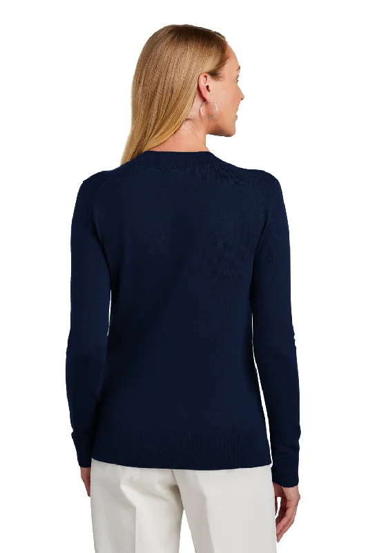 Brooks Brothers Womens Long Sleeve V-Neck Sweater - Navy Blue