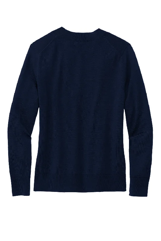 Brooks Brothers Womens Long Sleeve V-Neck Sweater - Navy Blue