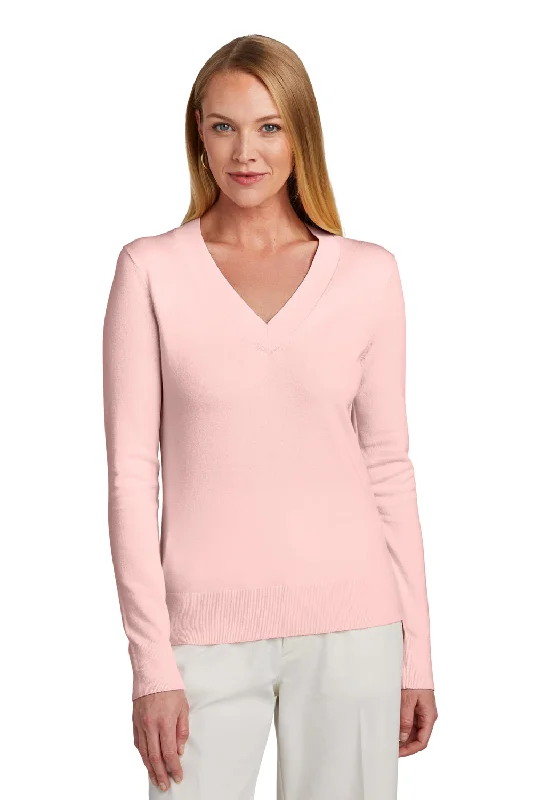 Brooks Brothers Womens Long Sleeve V-Neck Sweater - Pearl Pink