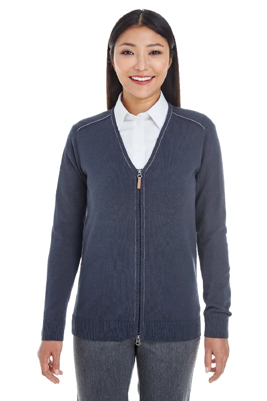 Devon & Jones Womens Manchester Jersey Full Zip Sweater - Navy Blue - Closeout