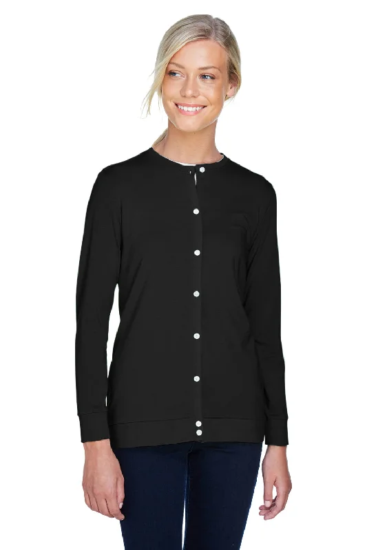 Devon & Jones Womens Perfect Fit Ribbon Cardigan Sweater - Black