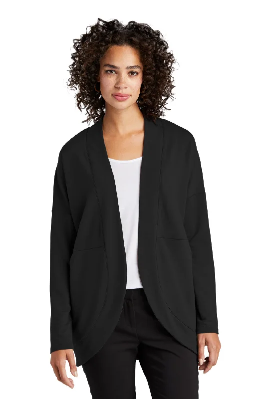 Mercer+Mettle Womens Stretch Open Front Long Sleeve Cardigan Sweater - Deep Black