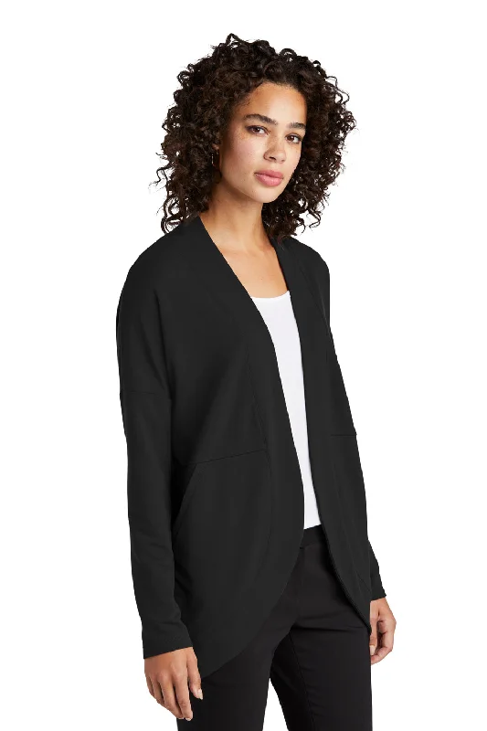 Mercer+Mettle Womens Stretch Open Front Long Sleeve Cardigan Sweater - Deep Black