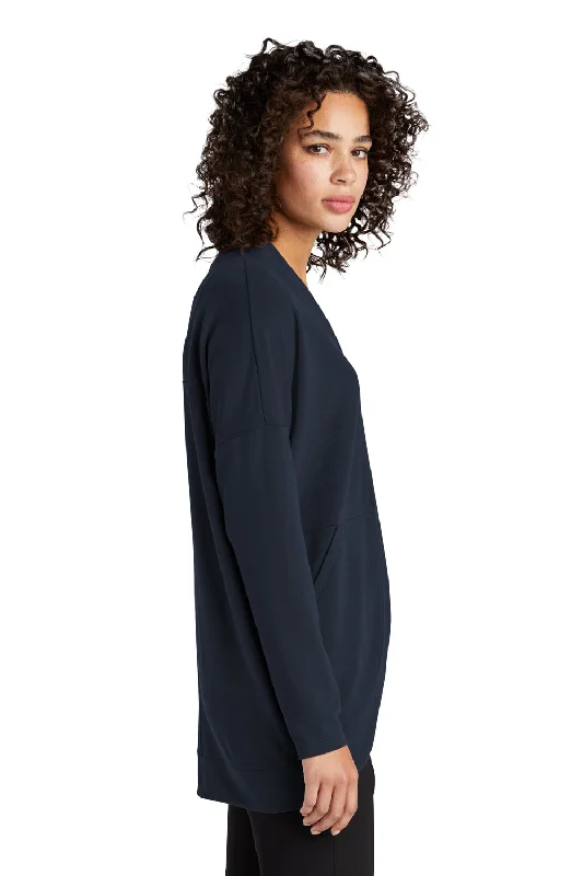 Mercer+Mettle Womens Stretch Open Front Long Sleeve Cardigan Sweater - Night Navy Blue