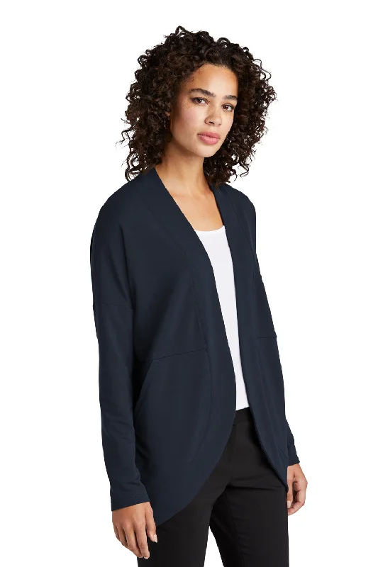 Mercer+Mettle Womens Stretch Open Front Long Sleeve Cardigan Sweater - Night Navy Blue