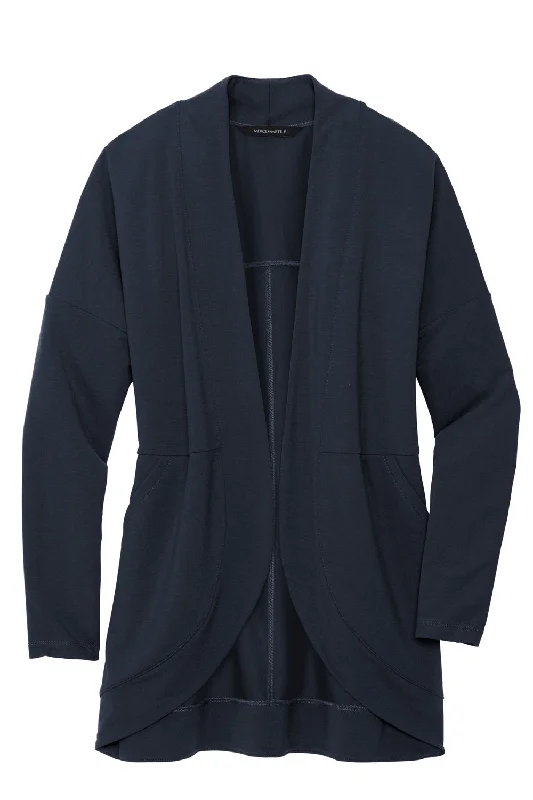 Mercer+Mettle Womens Stretch Open Front Long Sleeve Cardigan Sweater - Night Navy Blue