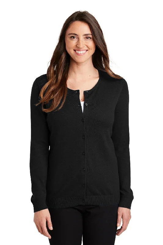 Port Authority Womens Long Sleeve Cardigan Sweater - Black