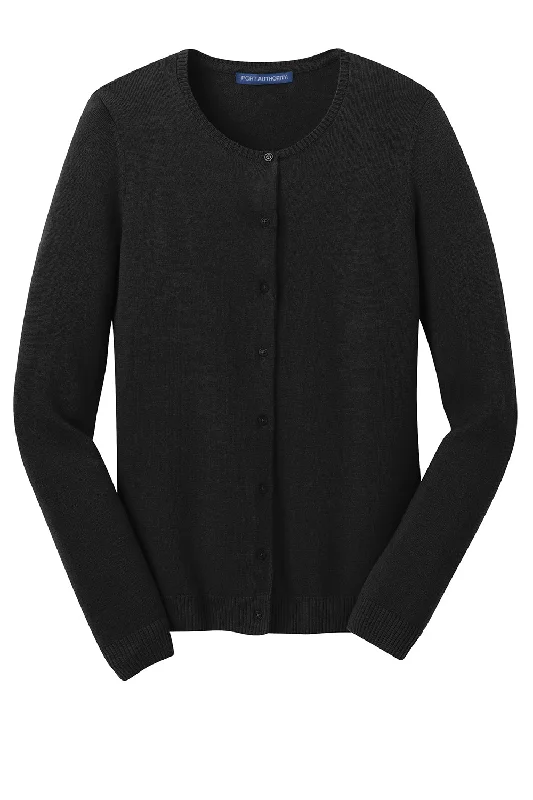 Port Authority Womens Long Sleeve Cardigan Sweater - Black