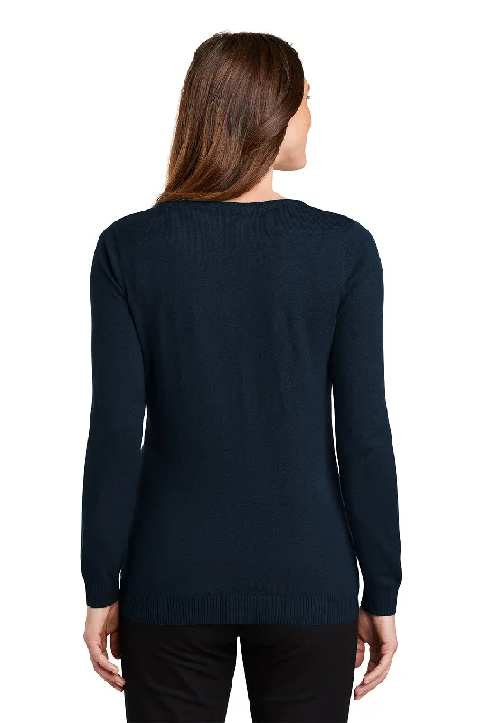 Port Authority Womens Long Sleeve Cardigan Sweater - Navy Blue