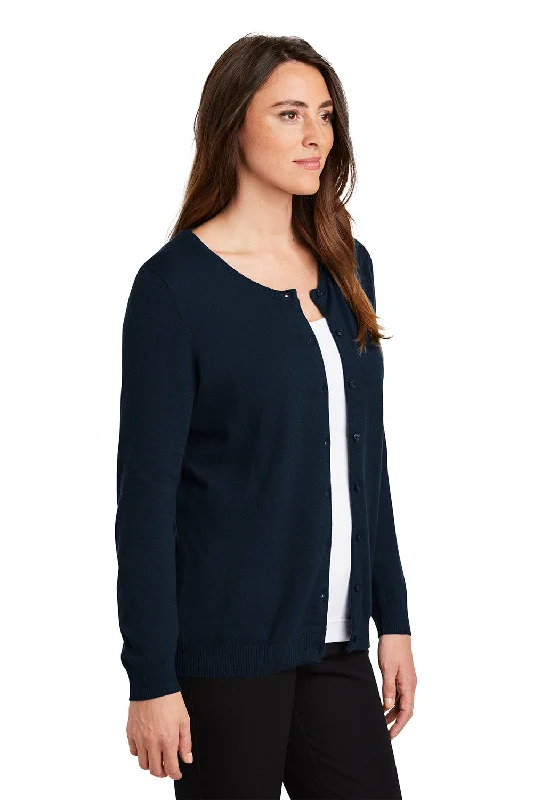 Port Authority Womens Long Sleeve Cardigan Sweater - Navy Blue