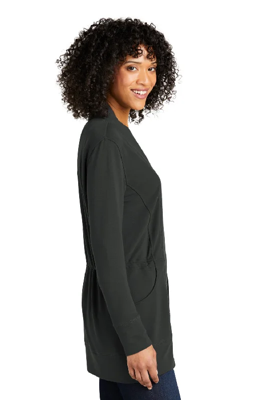 Port Authority Womens Microterry Snag Resistant Long Sleeve Cardigan Sweater - Charcoal Grey