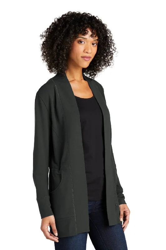 Port Authority Womens Microterry Snag Resistant Long Sleeve Cardigan Sweater - Charcoal Grey